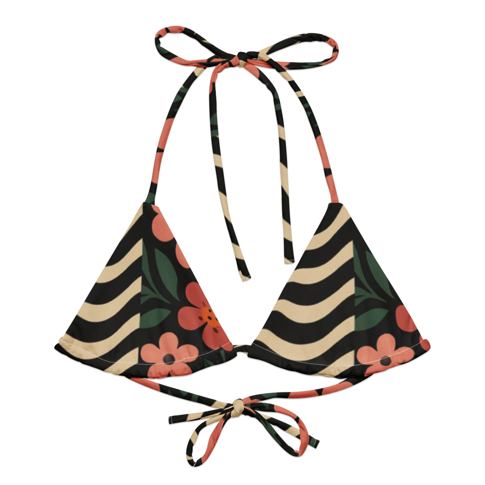 All-over print recycled string bikini top