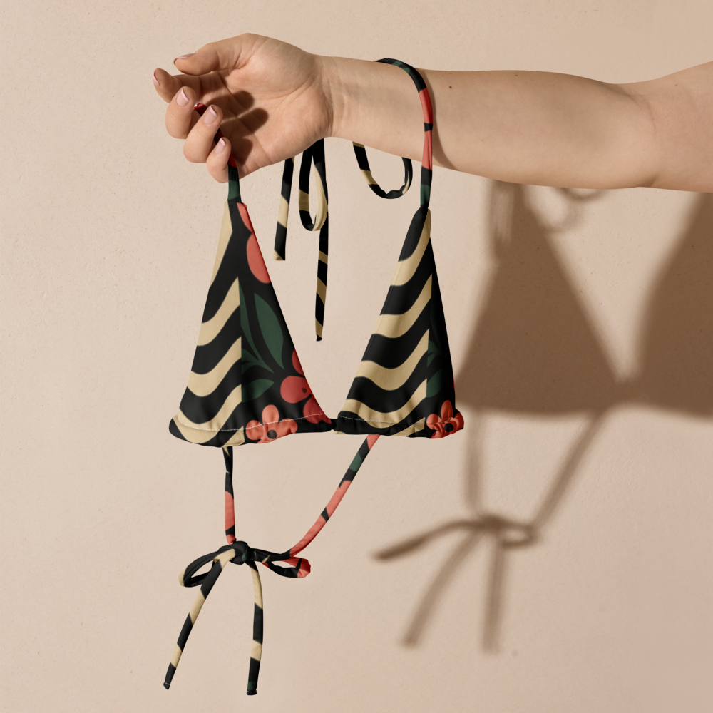 All-over print recycled string bikini top